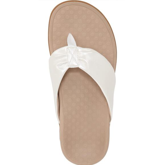 Vionic Tide Melo Toe-Post Sandal, Arch Support Flip Flop Slides, White Metal 9 - Picture 3 of 7